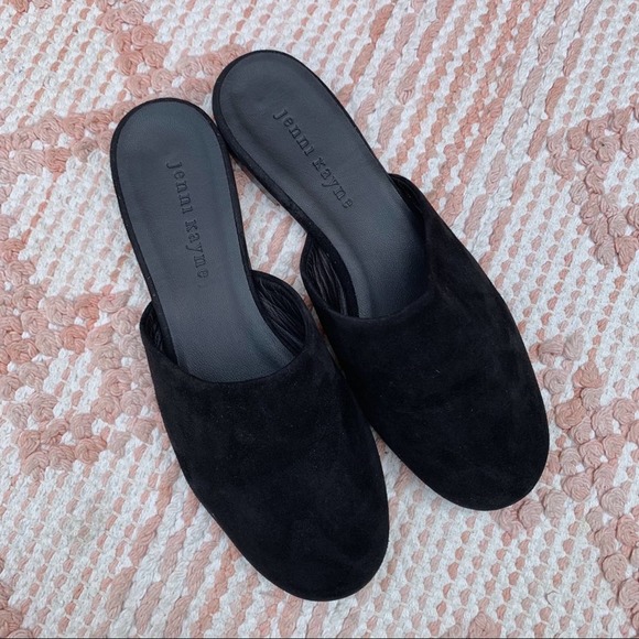 Black Jenni Kayne Olympia Suede Mules Rounded Toe Flats EU 35.5/US 5.5 - Picture 3 of 15